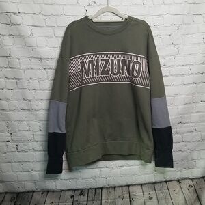 Mizuno Mens Color Block Sweatshirt Green Grey Medium